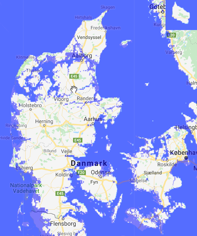 Danmark med 4,5 m højere vandstand.